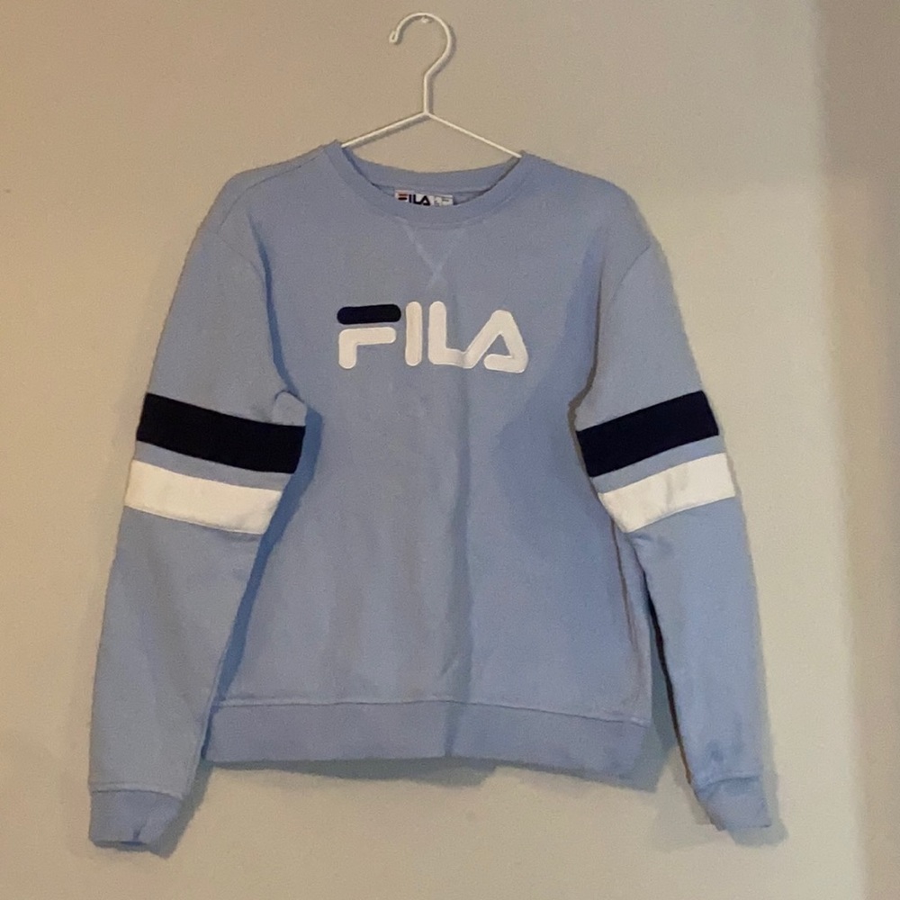 Fila sweatshirt light blue with navy blue and white detailing